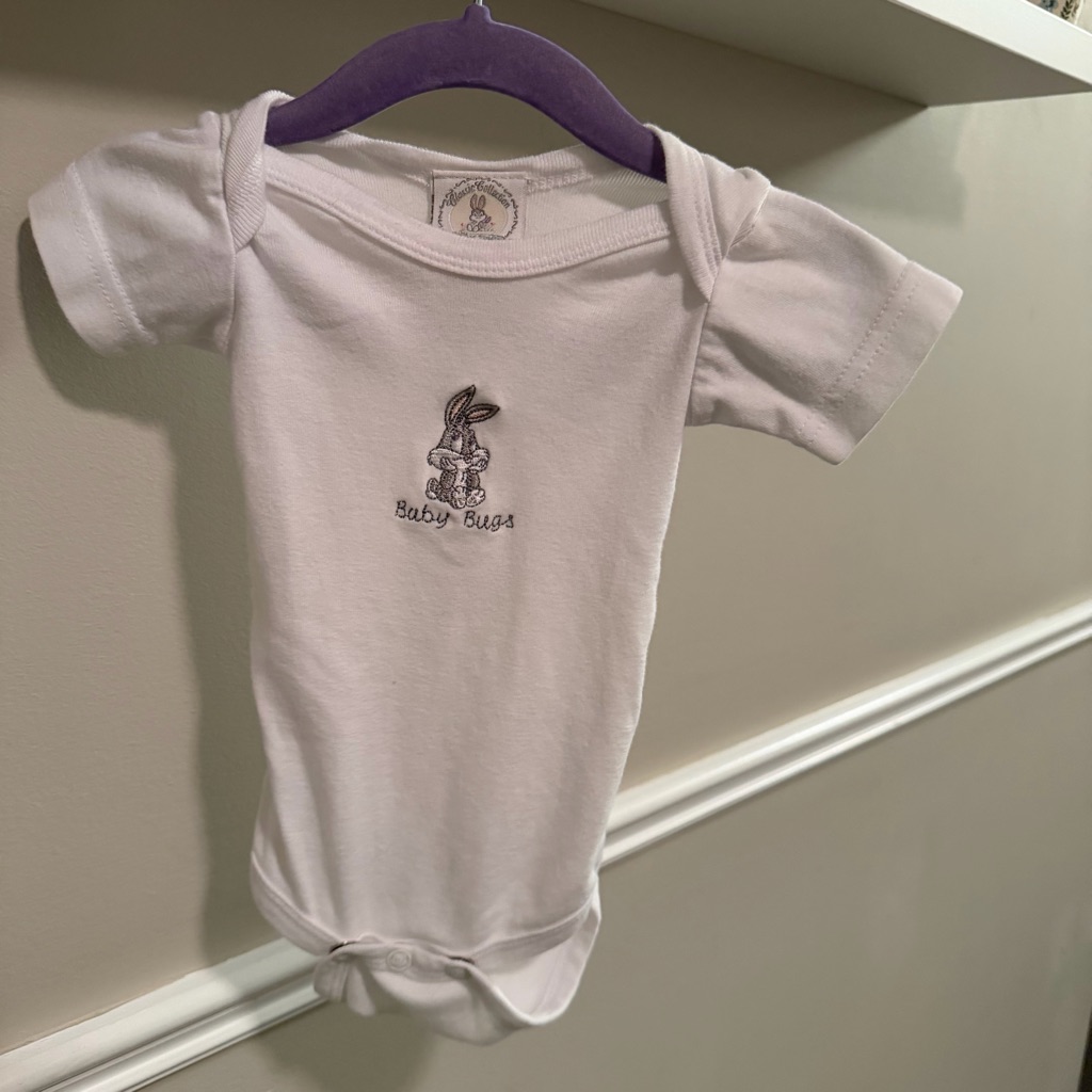 Vintage Baby Looney Tunes Baby Bugs White Cotton Onesie Small 0-12 Lbs